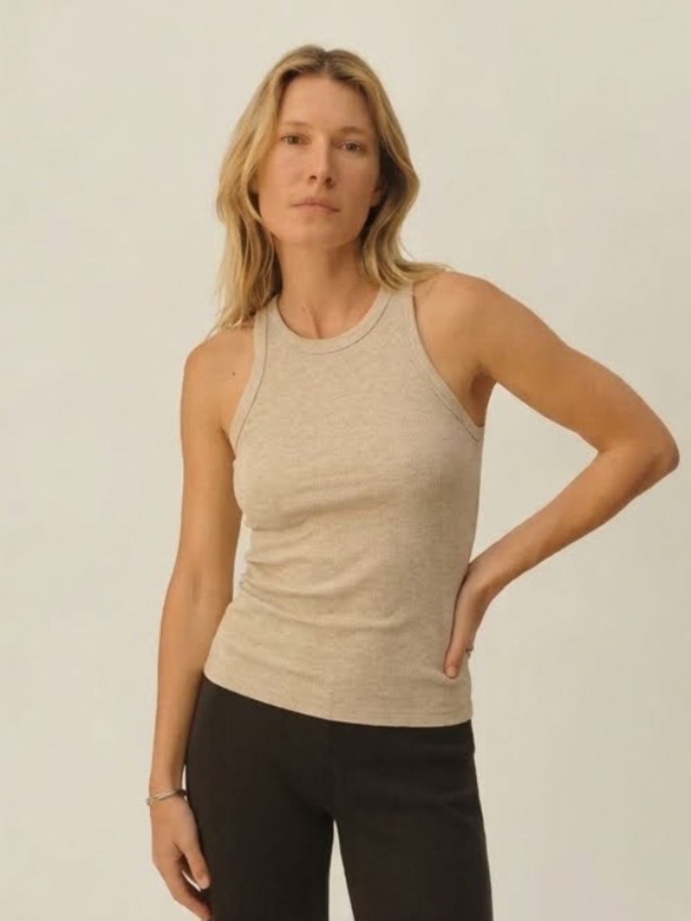 buck mason marled birchwood surplus rib tank size M new stretch cotton